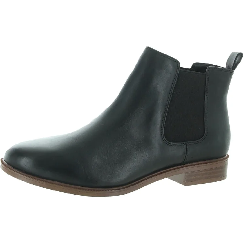 Clarks Womens Taylor Shine Leather Almond Toe Chelsea Boots Distressed Leather Shoe Style  