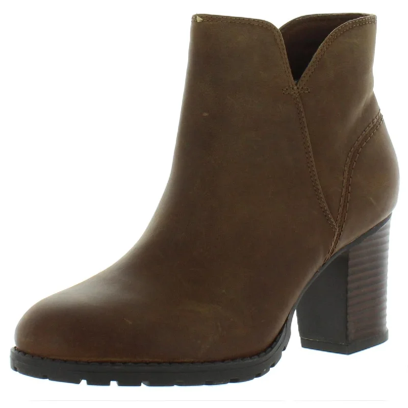 Clarks Womens Verona Trish Leather Round Toe Ankle Boots Cowboy Boot Western Style  