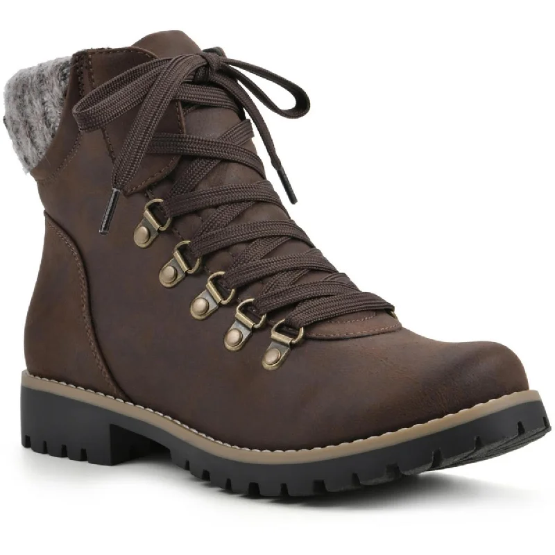 Cliffs by White Mountain Womens Prized Faux Leather Combat & Lace-Up Boots Ivy League - Inspired Derby Look 