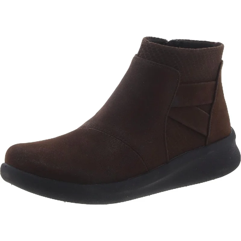 Cloudsteppers by Clarks Womens Sillian2.0 Hi Faux Suede Wedge Ankle Boots Mod Oxford Design  