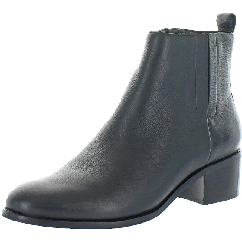 Cole Haan Womens Addie Leather Block Heel Booties Metallic Trim Shoe Design  