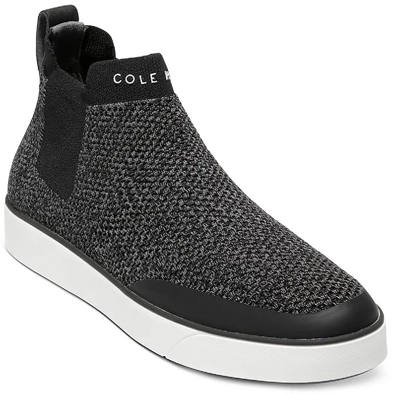Cole Haan Womens Nantucket Knit Faux Leather Chelsea Boot Sock Sneakers Striped Shoe Style  