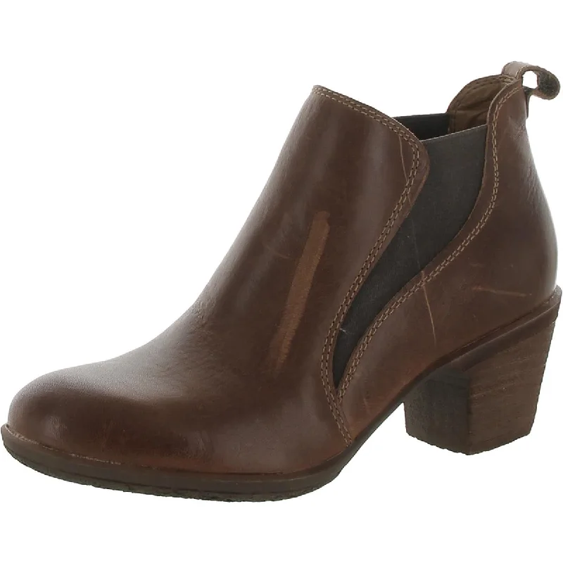 Comfortiva Womens Bailey Leather Stacked Heel Ankle Boots Rubber - Sole Plimsoll Look  