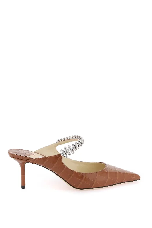JIMMY CHOO croc-embossed leather bing 65 mules Buckle -