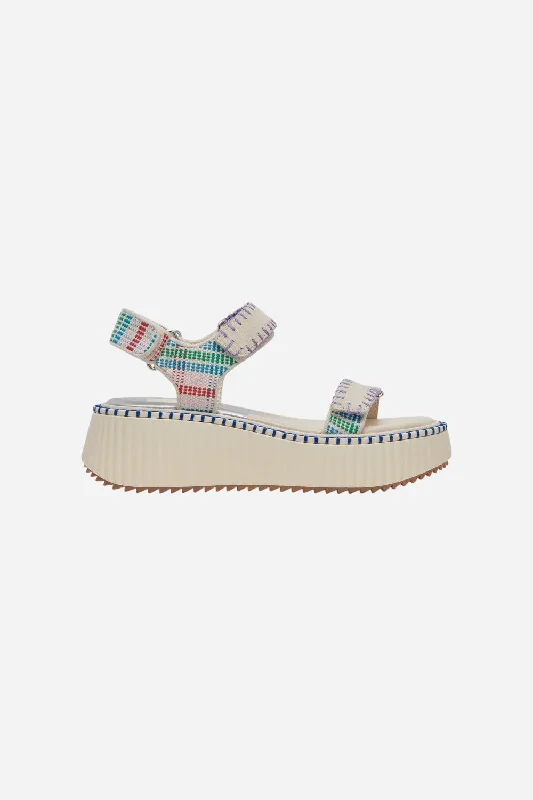 Dolce Vita Debra Sandals in Ivory Multi Nubuck Moccasin Soft - Sole Style  
