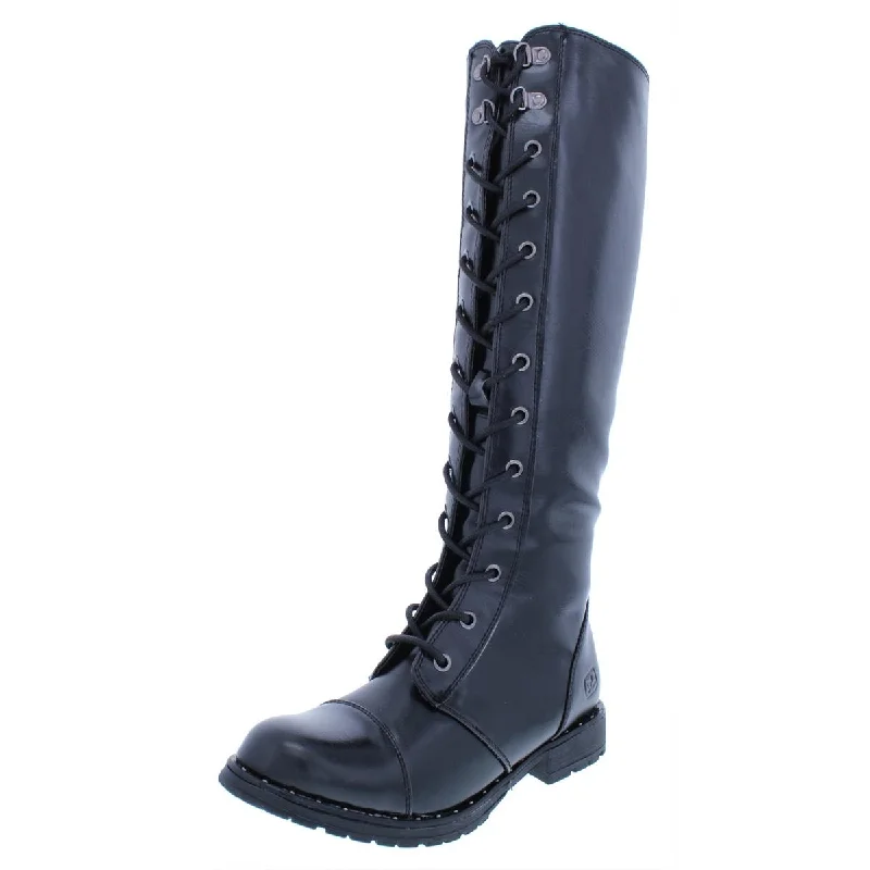 Dirty Laundry Womens Roset Faux Leather Knee-High Combat Boots Loose - Fit Slipper Style  