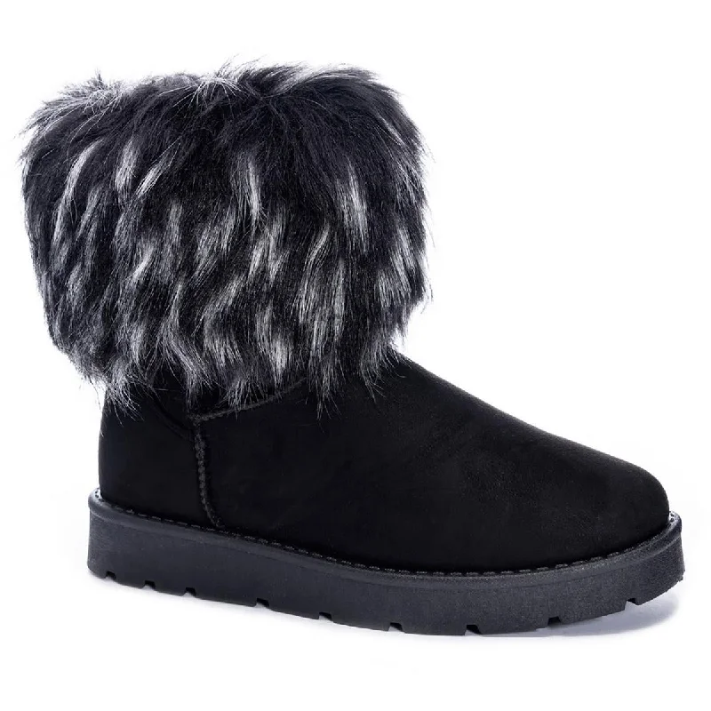 Dirty Laundry Womens Sugar Hill Faux Fur Ankle Shearling Boots Distressed Leather Shoe Style  
