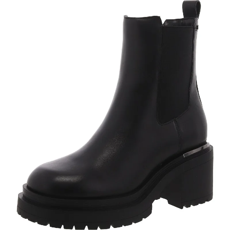 DKNY Womens Patria Leather Pull-On Chelsea Boots Distressed Leather Shoe Style  