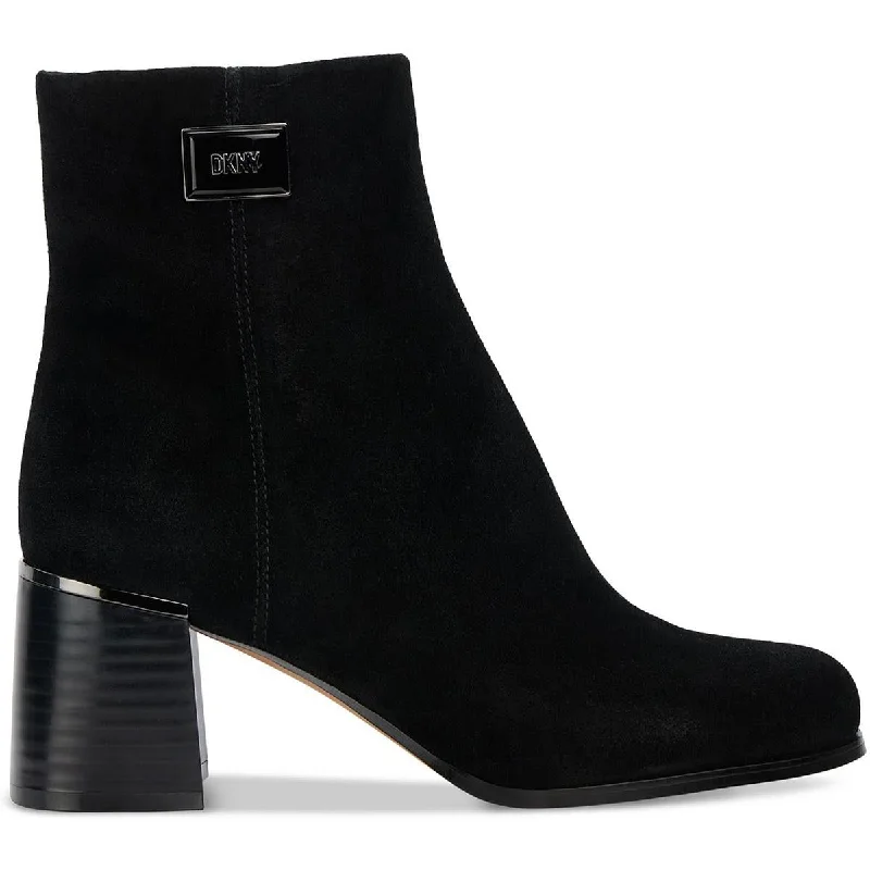 DKNY Womens Ranya Block Heel Square Toe Ankle Boots Loose - Fit Slipper Style  