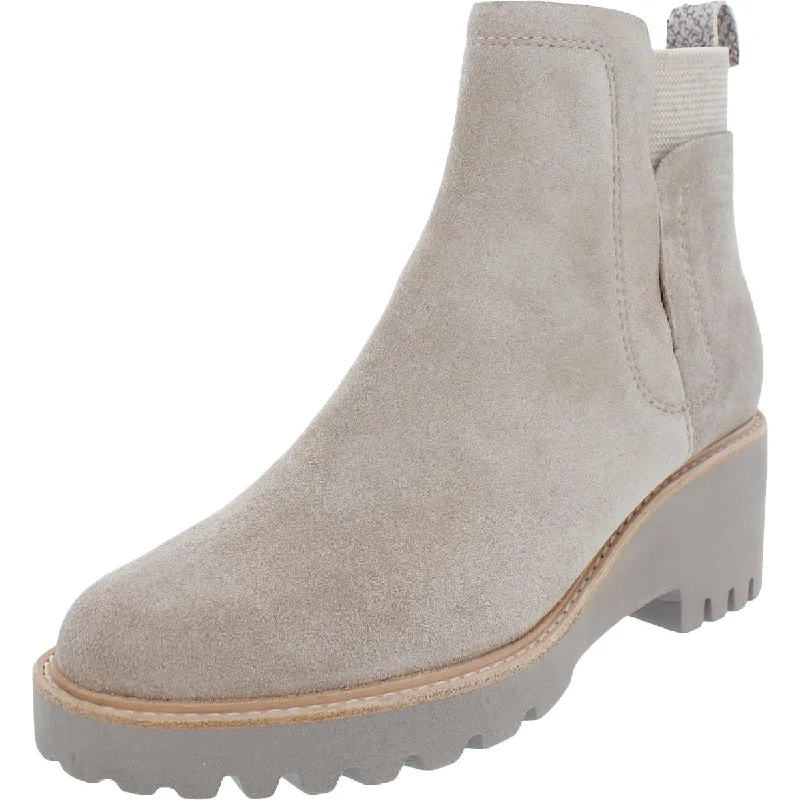 Dolce Vita Womens Huey Suede Lug Sole Ankle Boots Patchwork Shoe Aesthetic  