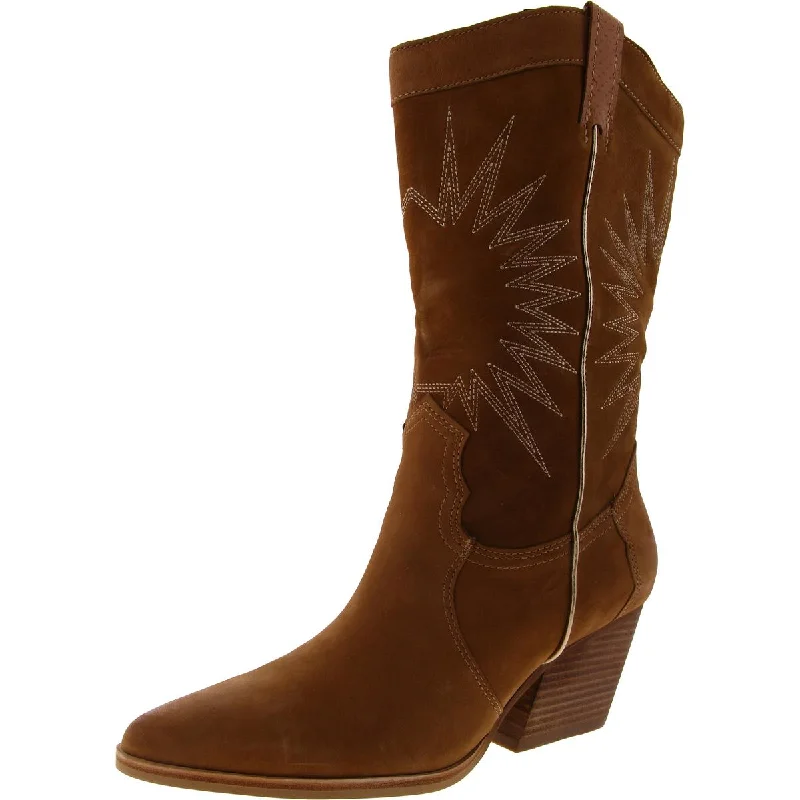 Dolce Vita Womens Leather Tall Cowboy, Western Boots Open - Lacing Derby Look  