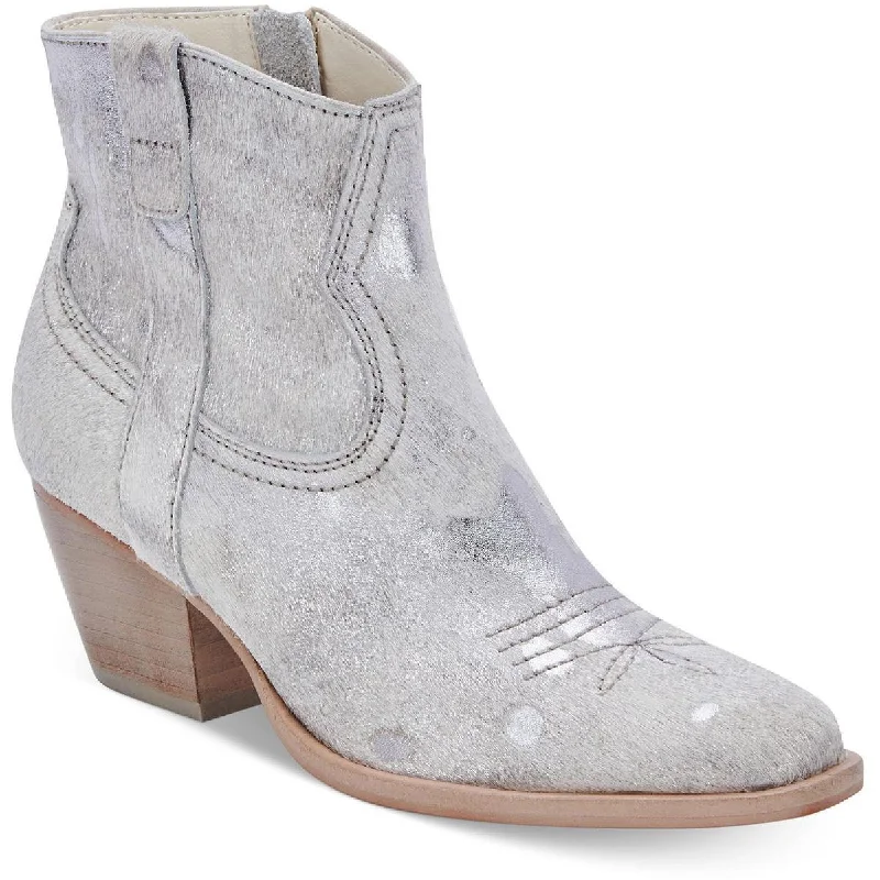 Dolce Vita Womens Silma Cow Fur Block Heel Cowboy, Western Boots Cowboy Boot Western Style  