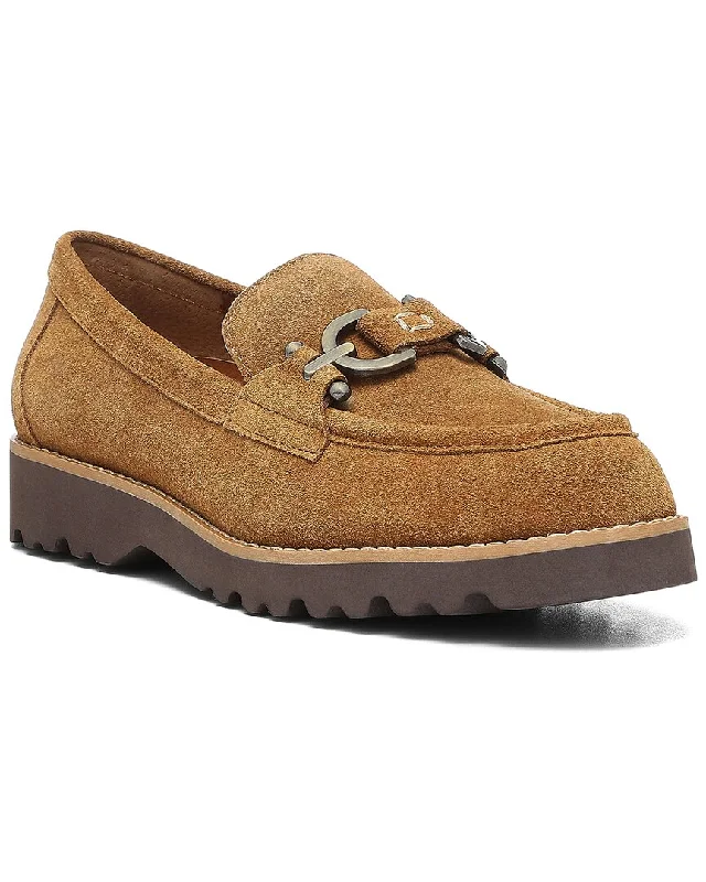 Donald Pliner Clio Suede Loafer Distressed Leather Shoe Style  