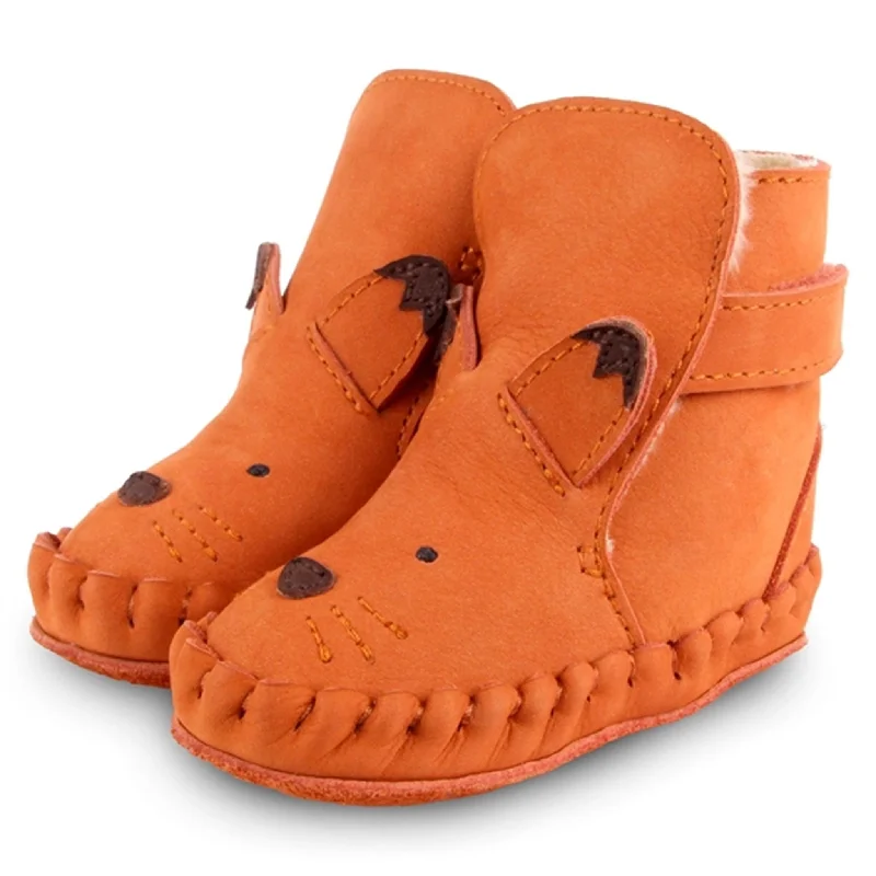 Donsje Baby Kapi Classic Lining Fox Maple Nubuck Metallic Trim Shoe Design  