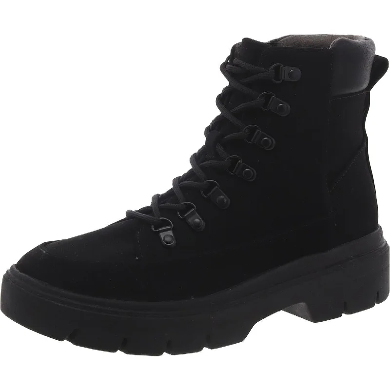 Dr. Scholl's Shoes Womens Canyon Faux Suede Lace-Up Ankle Boots Elastic - Sided Chelsea Look  