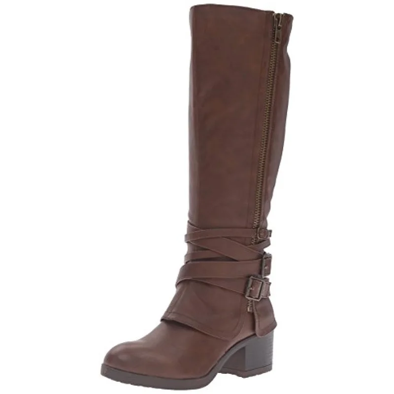 Dr. Scholl's Shoes Womens Rate Faux Suede Buckle Riding Boots Mod Oxford Design  