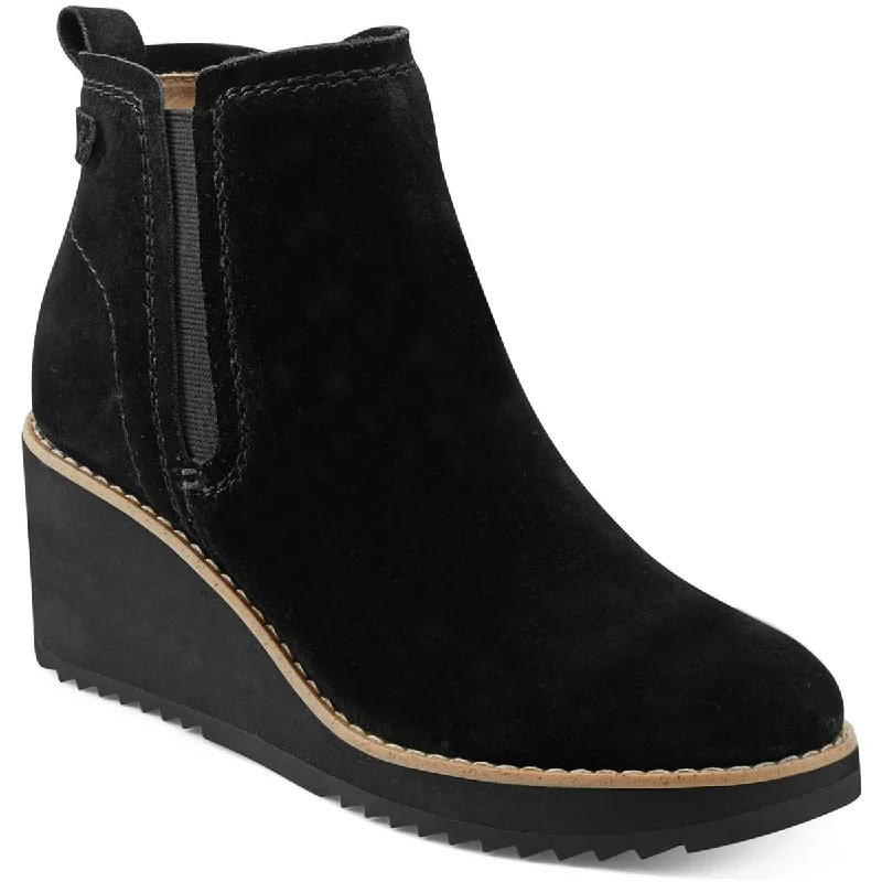 Earth Womens Faux Suede Wedge Chelsea Boots Casual Loafer Style          