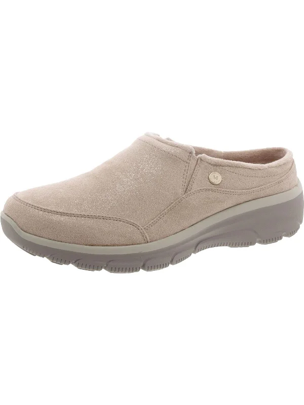 Easy Going Womens Faux Fur Lined Cozy Slip-On Sneakers Loose - Fit Slipper Style  