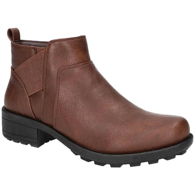 Easy Street Womens Amiga Faux Leather Round Toe Ankle Boots Upcycled Shoe Look  
