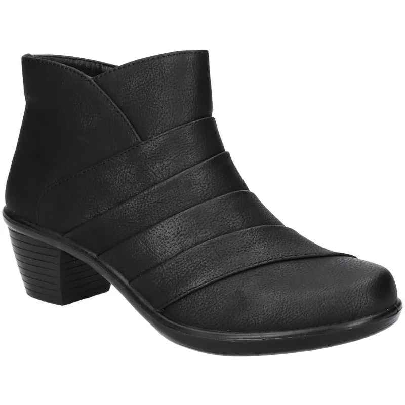 Easy Street Womens SONYA Faux Leather Stacked Heel Ankle Boots Smart - Shoe Functionality Style  