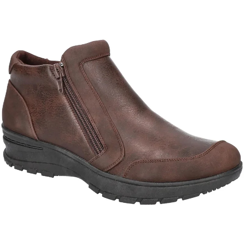 Easy Works by Easy Street Womens Jovi Faux Leather Comfort Insole Booties Ivy League - Inspired Derby Look 