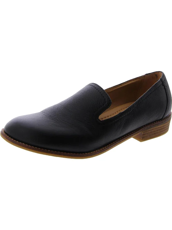 Edna Womens Leather Slip on Loafers Distressed Leather Shoe Style  