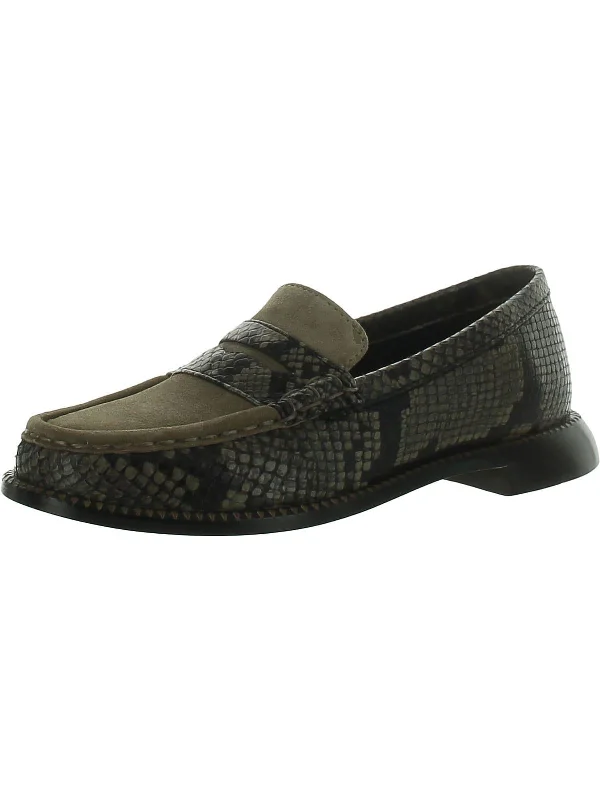 Elba Womens Animal Print Loafers British Gentleman Oxford Style  