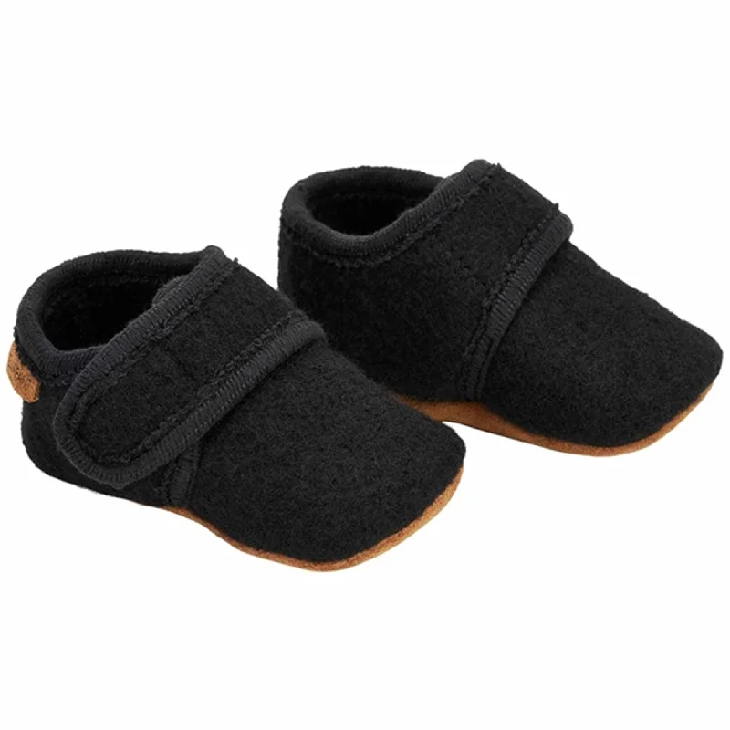 En Fant Baby Wool Slippers Black Hemp - Material Shoe Style  
