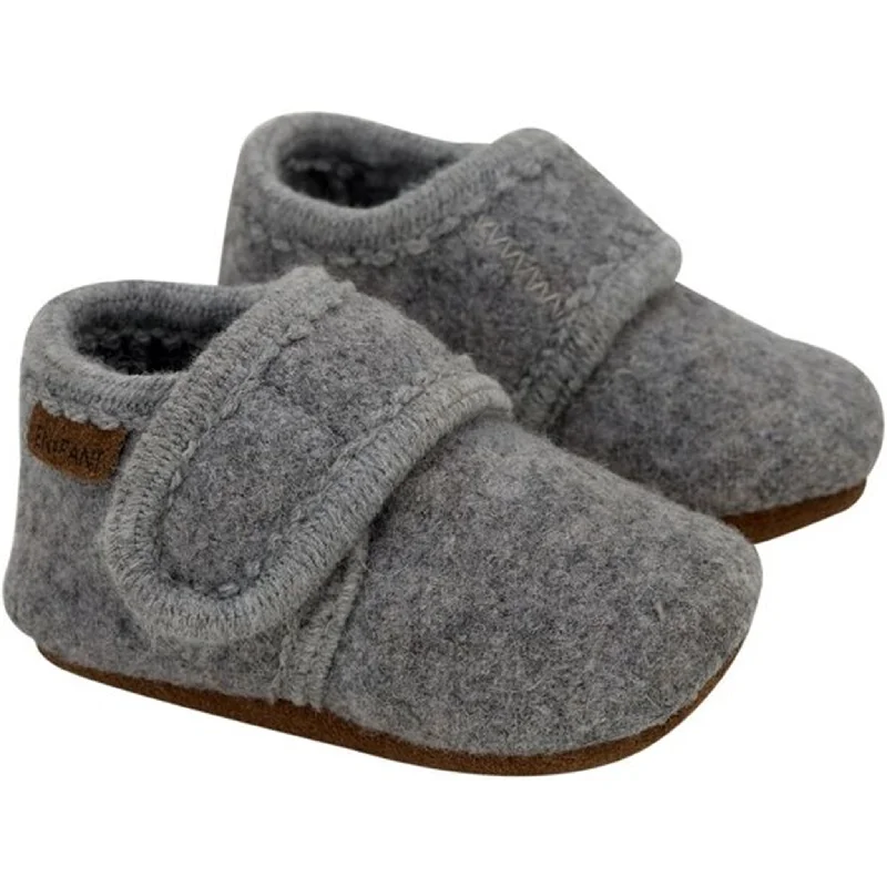 En Fant Baby Wool Slippers Grey Melange Memory - Foam Slipper Look  