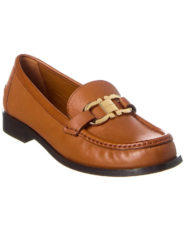 Ferragamo Gancini Leather Loafer Checkered Shoe Pattern Look  