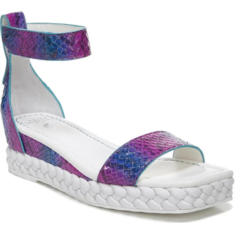 Franco Sarto Womens Tiana Leather Open Toe Wedge Sandals Elastic - Sided Chelsea Look  