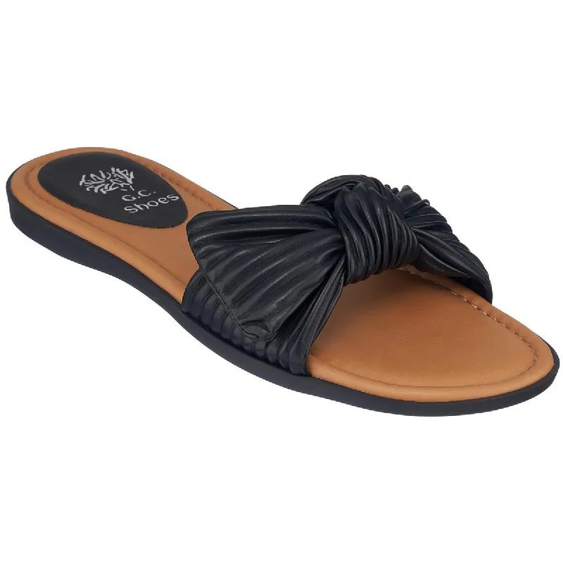 GC Shoes Womens Dani Slip-On Knot Slide Sandals Strap - Up Sandal Resort Style  