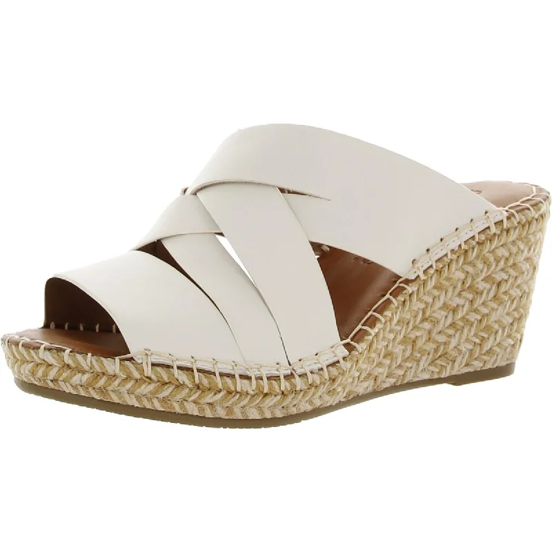 Gentle Souls Womens CHARLI WOVEN STRAPS Leather Slip On Wedge Sandals Sustainable Shoe Design  