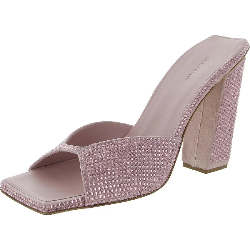 GIA/RHW Womens Rosie 14 Strass Suede Peep-Toe Slide Sandals Casual Loafer Style          