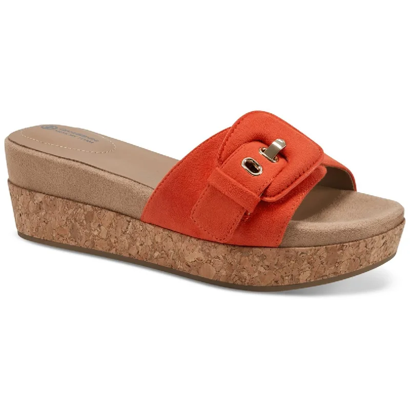 Giani Bernini Womens Ashllyn Faux Suede Cork Wedge Sandals Brogue Oxford Aesthetic 