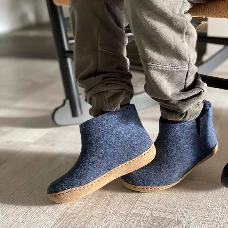 Felted Wool Slipper Boot - Denim Skateboarding Sneaker Style  