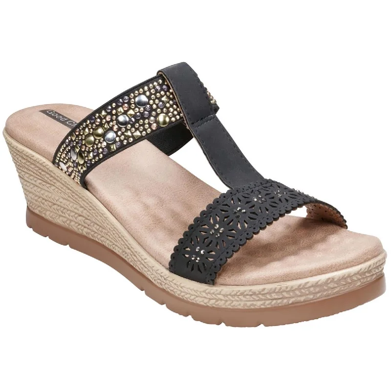 Good Choice Womens Alena Faux Suede Round Toe Wedge Sandals Ankle - High Military Boot Style  