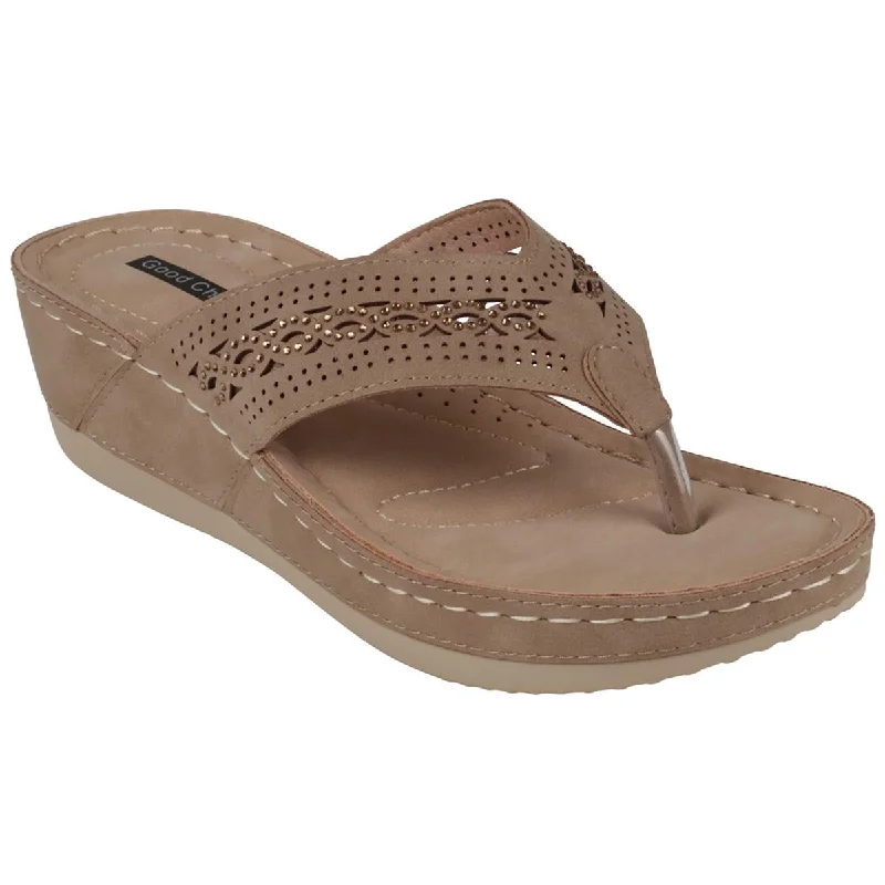 Good Choice Womens Bari Faux Suede Round Toe Wedge Sandals Cowboy Boot Western Style  