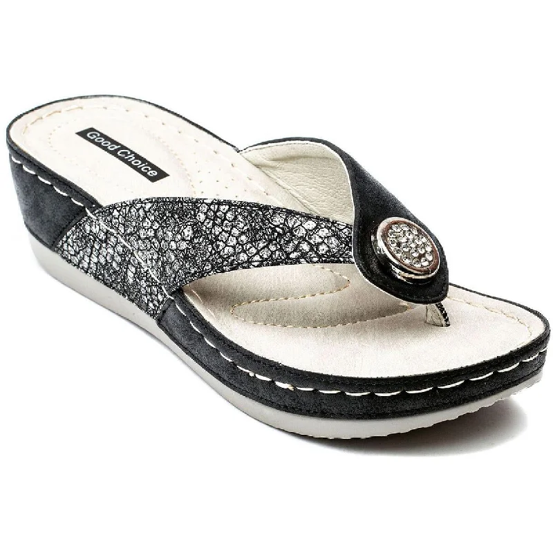 Good Choice Womens Dafni Wedge Slip On Platforms Leather Driving Shoe Style  