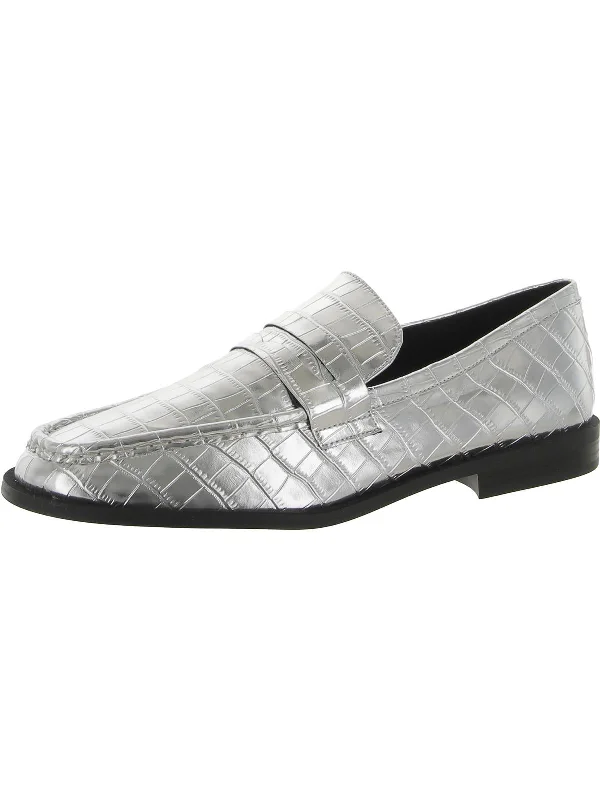 Goodman Womens Faux Leather Embossed Loafers Skateboarding Sneaker Style  