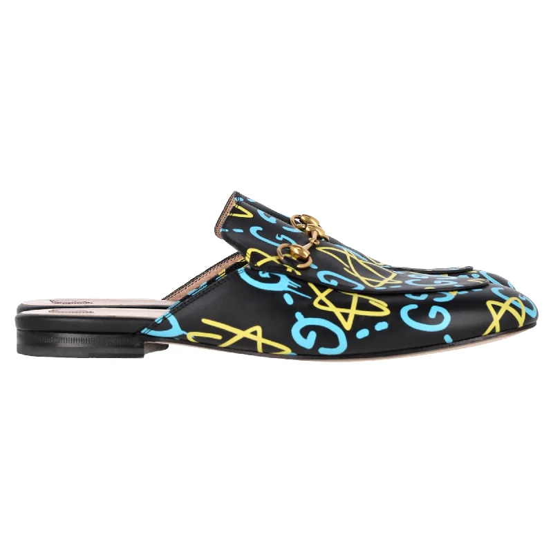 Gucci Ghost Princetown Mules in Black Leather Chunky Platform Sneaker Style  