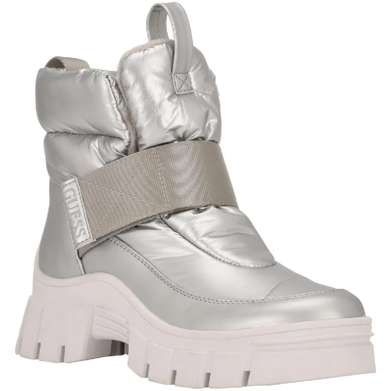Guess Womens Hidemi Puffer Metallic Winter & Snow Boots Dressy Chelsea Boot Style 