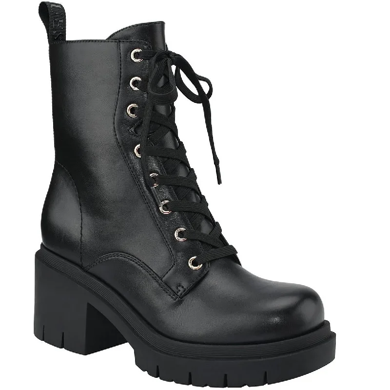 Guess Womens JUEL Faux Leather Lugged Sole Ankle Boots Minimalist Sneaker Style  