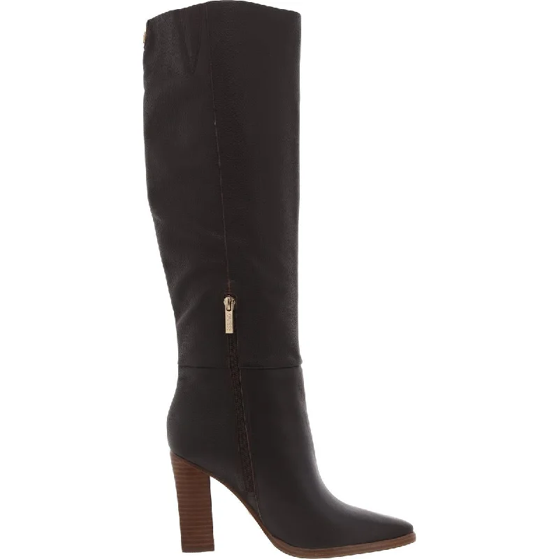 Guess Womens LANNIE Faux Leather Pointed toe Knee-High Boots Ivy League Loafer Look 