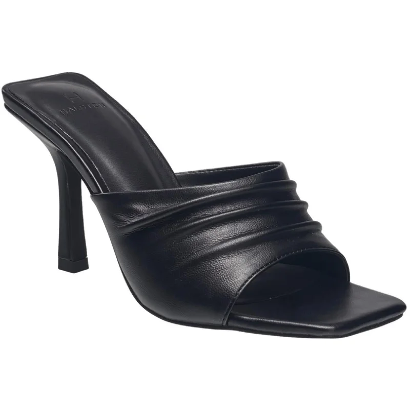 H Halston Womens Luanda Vegan Leather Slip-On Heels Athleisure Derby Style  