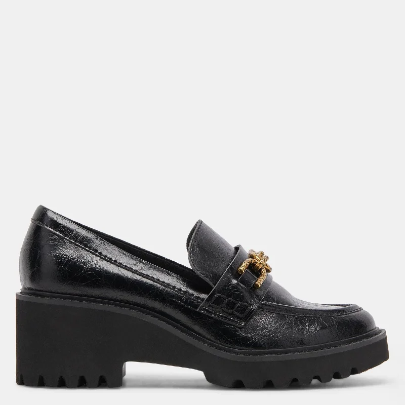 HARLEN LOAFER MIDNIGHT CRINKLE PATENT Quilted Shoe Design  