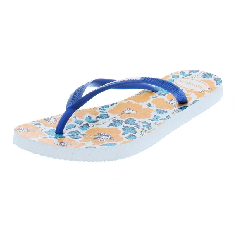 Havaianas Womens Floral Print Slim Thong Sandals Brogue Oxford Aesthetic 