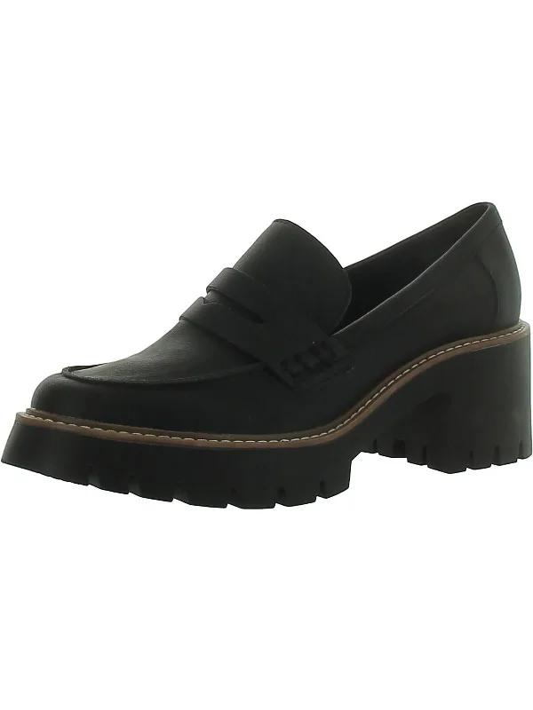 HEENA Womens Round toe Block heel Loafers Ankle - High Military Boot Style  