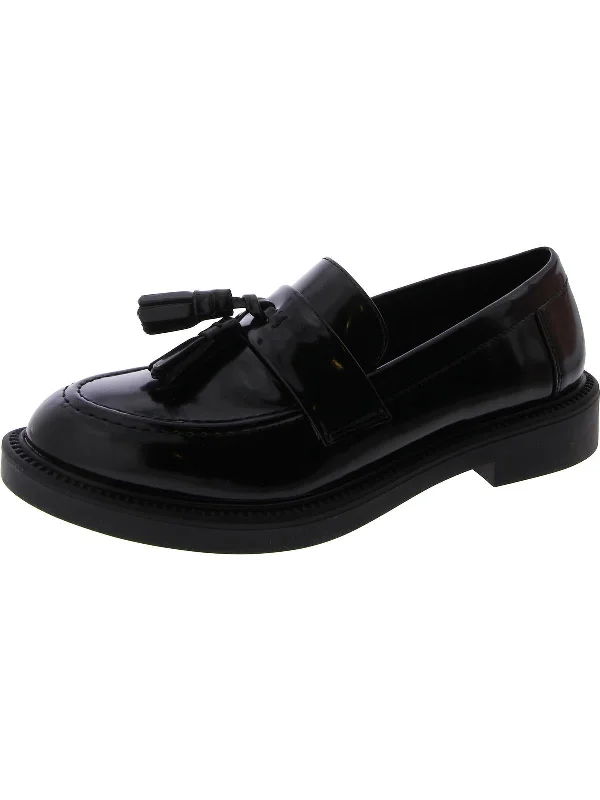 Helen Womens Patent Penny Loafers Combat - Inspired Military Boot Look  