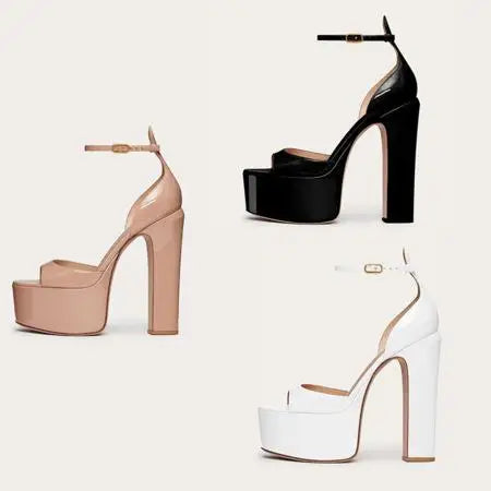 High Heel Sandal for Women Shoes Lady 2024 Espadrilles Platform Open Toe Buckle Strap Large Size High-heeled New Low Lacquered B Desert Boot Utility Style  